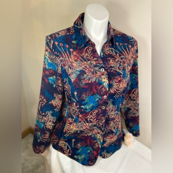 CJ Banks Tops - CJ Banks~Multi-Colored Button- Up Shirt/Over-Shirt~Faux Pockets~Collared~Size 1X